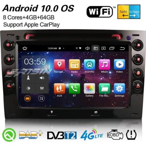 Erisin ES8113M Octa-Core Android 10 Car Stereo CarPlay DAB+ GPS WiFi Bluetooth DVB-T2 OBD2 Canbus DSP 4G Navi For Renault Megane