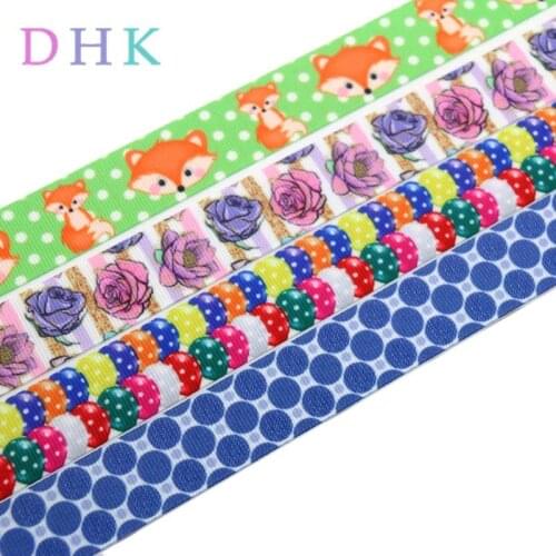 DHK 7/8'' 5yards fox balloon flowers printed grosgrain Ribbon Accessory hairbow headwear decoration OEM DIY 22mm C1550