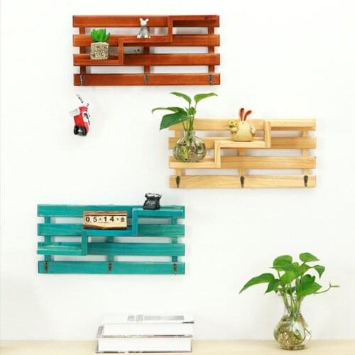 Baoblaze Wooden 3-tier Stair Shelves Organizer Books Collections Display Shelf Storage Rack with Key Hooks, Wall Mounted