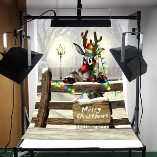 Photography Backdrops Christmas Rural Forest Christmas Heavy Snow Wooden Fence Background