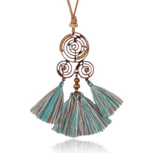 HC 2018 New Hollowed Round Pendant Necklace Fashion Tassel Long Bohemian Necklace Vintage Ethnic Jewelry Women Choker Necklace F