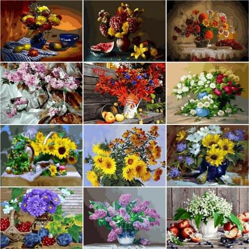 HUACAN Paint By Number Sunflower Drawing On Canvas HandPainted Painting Art Gift DIY Pictures By Number Flower Kits Home Decor