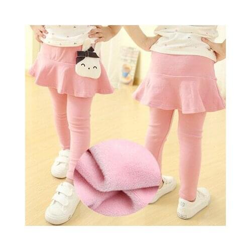 Baby Girls Rabbit Lace Skirt-pant Autumn Spring Winter Warm Cotton Leggings Thin or Thicken Fleece Type Trousers 3 4 5 6 7 Years