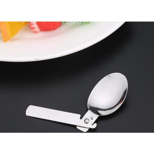 2pcs Spoon Outdoor Tableware for Camping Stainless Steel Folding Spoon Cookware Lightweight Portable Camp Picnic Travel Utensils