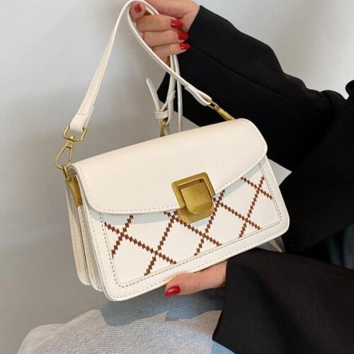 Small White Crossbody Bags for Women Plaid Messenger Bag Quality Pu Leather Handbag Female Rhombus Lattice Quilted Shoulder Bag