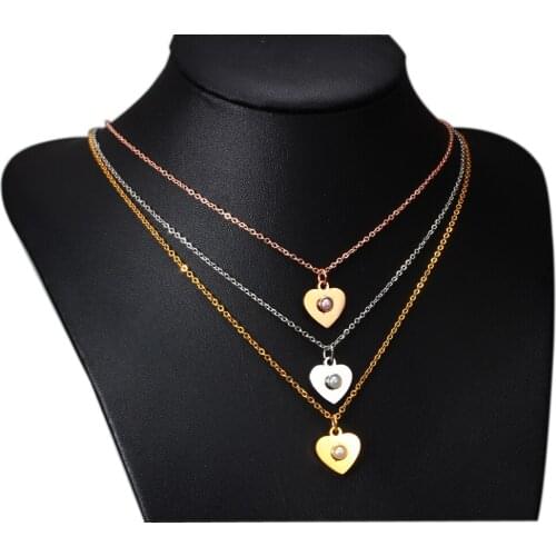 Ins small fresh love heart with pearls in the middle simple cold wind necklace pendant jewelry