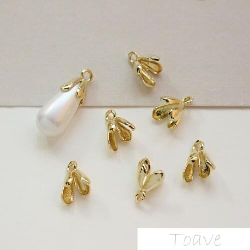 Copper Parts Flower Cap Base Support DIY Pearl Pendant Material Accessories