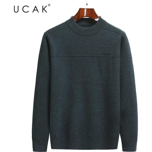 UCAK Brand Classic Casual Sweaters Men Clothing O-Neck Solid Color Streetwear Sweater Pull Homme Autumn Thick Pullover U1272