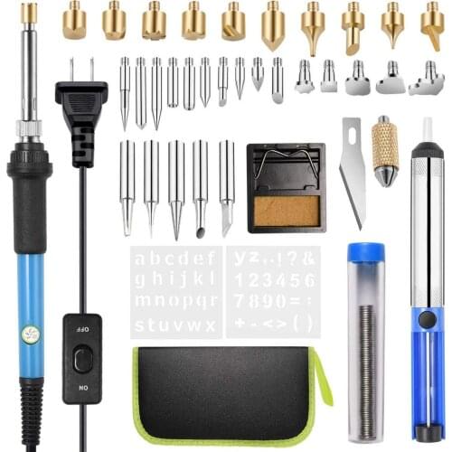 Soldering Iron Kit Wood Burning Kit Carving Pyrography Pen Kits 60W Adjustable Temperature Welding electric soldering iron