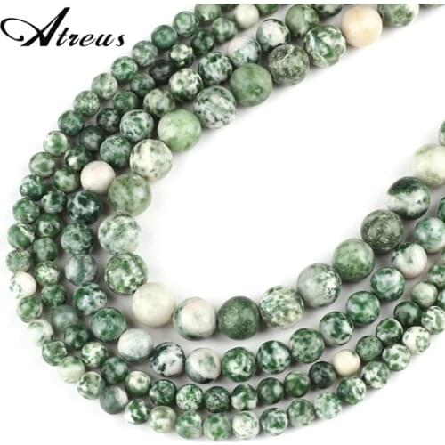 Natural Cyan Spotted Rain Flower Stone Beads For Jewelry Making DIY Necklace Bracelet Round Loose Spacer Beads 4mm-10mm 15"