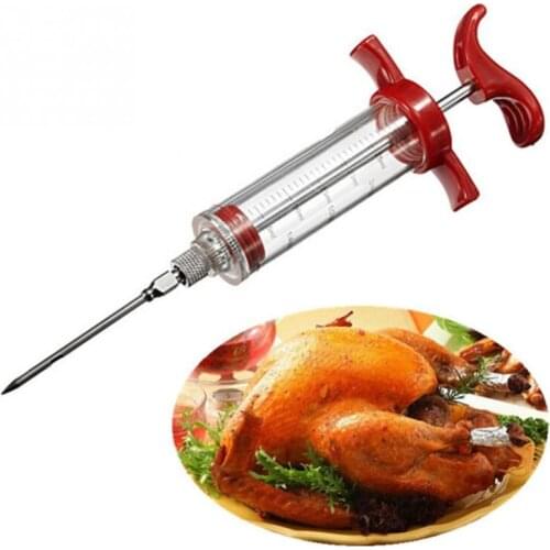 Stainless Steel Needles Spice Syringe Marinade Injector Flavor Syringe Cooking Meat Poultry Turkey Chicken BBQ Tool D5