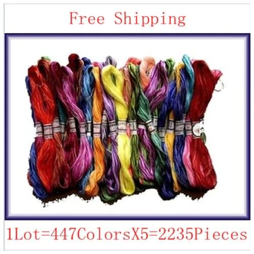 New High Quality 1Lot=447ColorsX5=2235 Pieces Similar DMC Cross Stitch Embroidery Thread Free Shipping