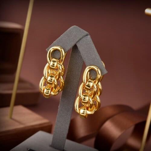 New hot selling fashion jewelry men and women hip hop chain earrings punk rock couple golden earrings party banquet jewelry gift