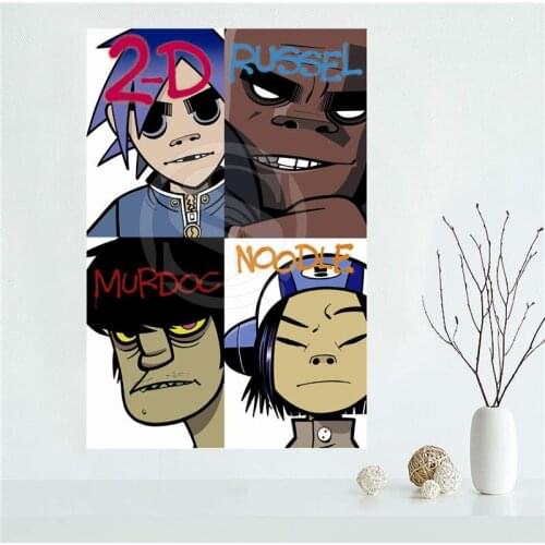 YJW523-L21 Custom gorillaz cartoon Canvas Painting Wall Silk Poster cloth print DIY Fabric Poster FF-18