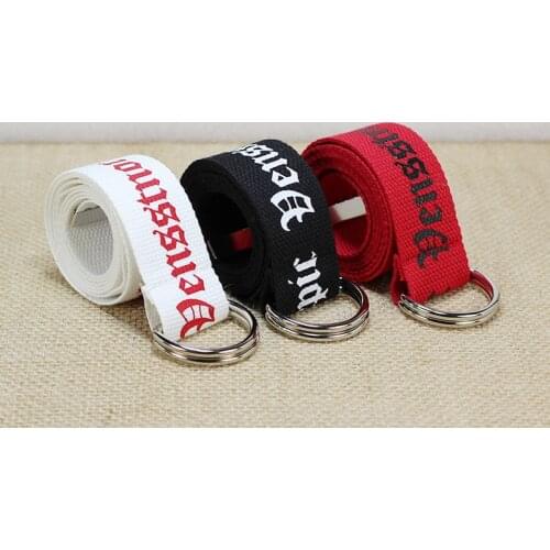 130cm Fashion Neutral Nylon Canvas Belt Belt Canvas Waistband Belt Printing D Ring Double Buckle Student Casual Letter Unisex