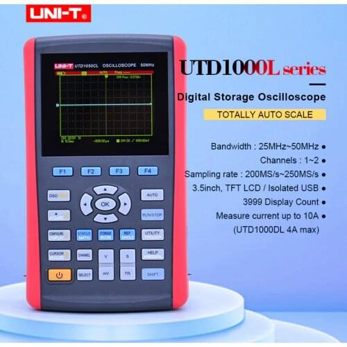 UNI-T UTD1025CL Handheld Digital Storage Oscilloscopes 3.5"LCD Digital display Fully Auto Scale Oscilloscopes With multimeter
