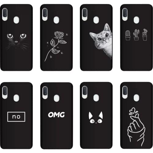 QAQsam Silicone Cover For Samsung Galaxy A20e SM-A202F/DS Case Painting Flower Cat Moon Matte Phone Cases Funda
