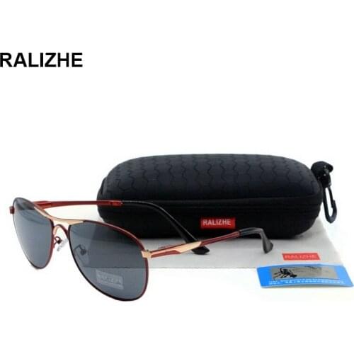 RALIZHE Mens Classic Vintage Aviation Metal Alloy Polarized Sunglasses Designer Retro Sport Gold Red Sun Glasses TAC UV400 Lens