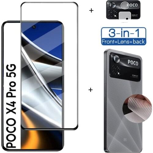 Glass + back film for poco x3 nfc screen protector pocophone f2 pro tempered glass protection poco f2 pro xiaomi poco x3 glass