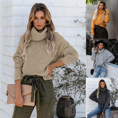 2021 autumn and winter new sweater high neck pullover sweater commuter OL large size INS pullover round neck sweater women