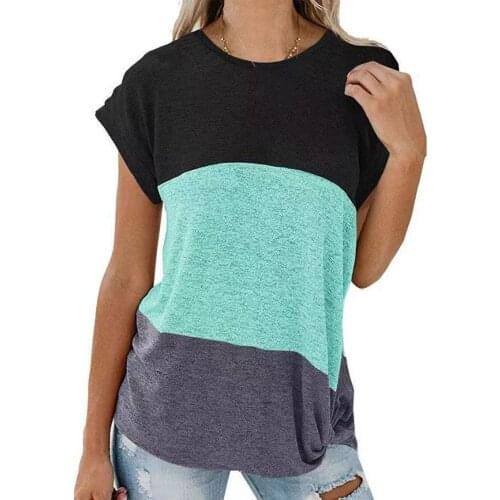 Spring And Summer Bat Sleeve Round Neck Color Matching Comfortable Sexy Top，Fashion New Casual Womens Kink Short Sleeve T-Shirt