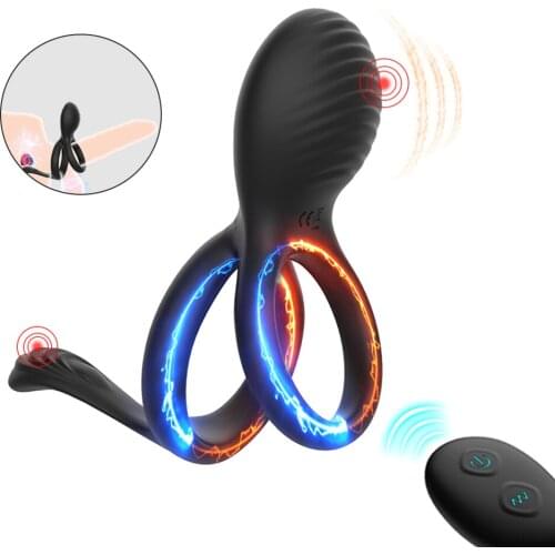 Vibrating Penis Massager Ring Vibrators Perineum Stimulator Scrotum Massage Male Testicle Bondage Erotic Adult Sex Toys For Men