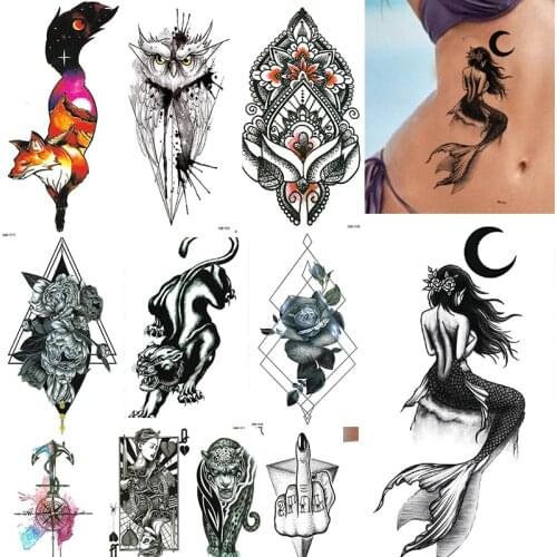Temporary tattoos for men Tiger Snake Phoenix Color Tattos waterproof skull tattoo Sticker Black long lasting temporal Stickers