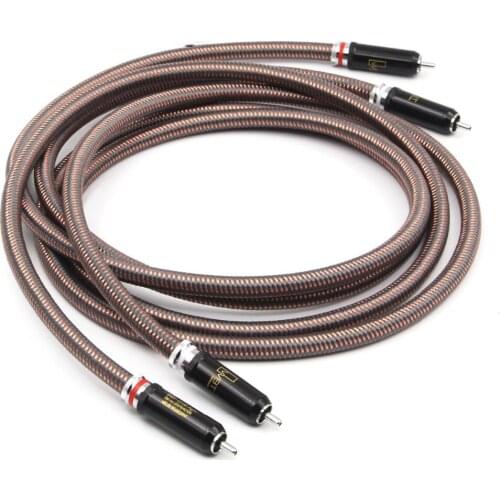High Quality Hifi RCA cable OCC pure copper RCA interconnect audio cable silver plated plug one pair