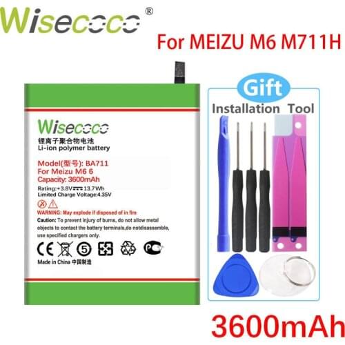 Wisecoco BA711 3600mAh Battery For Meizu 6 M6 Mobile Phone High quality Battery +Tracking Number