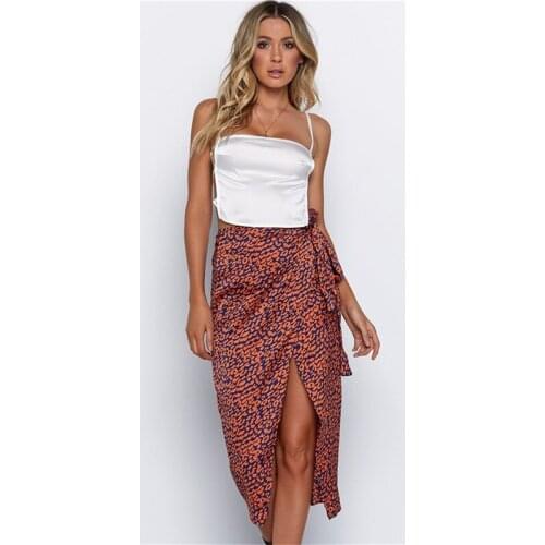 Leopard Midi Skirt Women High waist Evening Party Club Split Skirt Elegant Ladies dames kleding Classic Streetwear