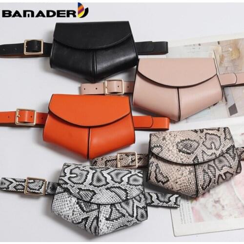 BAMADER New Fanny Pack Women Waist Belt Bag serpentine Vintage Waist Bags Girl Fashion Bum Pouch Phone Leather Chest Packss