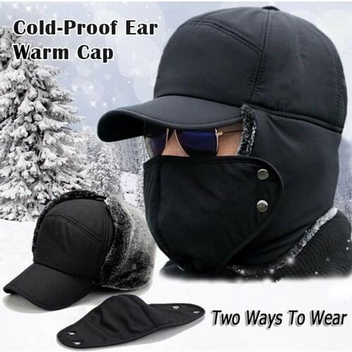 Men Winter Thickened Warm Windproof Outdoor Cycling Lei Feng Face Cover Neck Cap Cold-Proof Ear Warm Caps Winter accessories