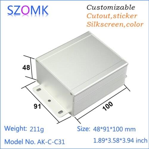 10 pcs, 48*91*100mm szomk aluminum amplifier enclosure control box extrusion aluminum enclosure wall mount aluminum case diy box