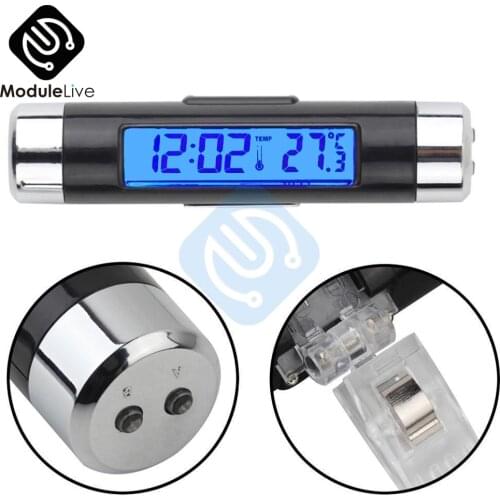 2 in 1 Car Digital Clock Temperature Display Electronic Clock Thermometer Auto Electronic Clock LED Backlight Digital Display