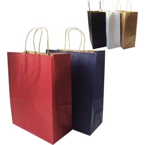 20 Pcs/lot Environment Friendly Gift Paper Bag Multifuntion Kraft Paper Bags With Handle Recyclable Package Bags 33*25*12cm