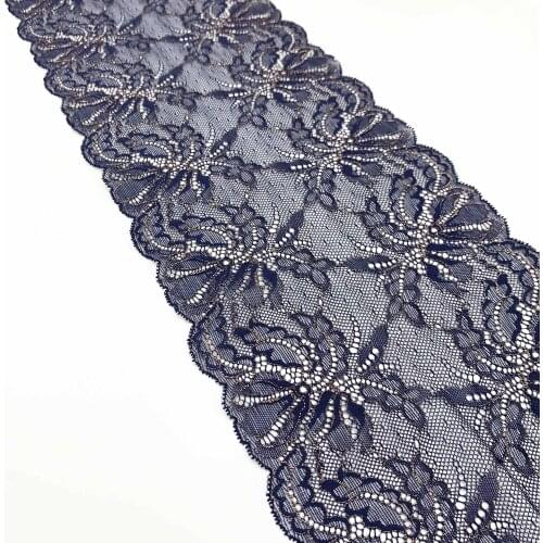 3y/lot 18cm Elastic Stretch Lace trim Purple Gold Dk Blue For Clothes Skirt Hem Underwear Sewing Craft DIY Apparel Fabrics Lace