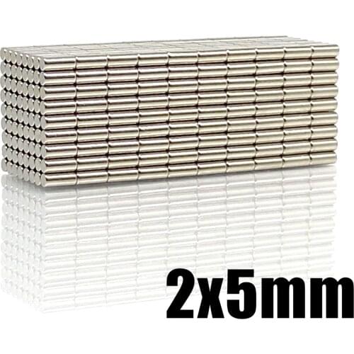 50~2000pcs 2x5 mm Powerful Magnets Disc 2mm x 5mm Permanent Small Round Magnet 2x5mm Thin Neodymium Magnet Strong 2*5 mm