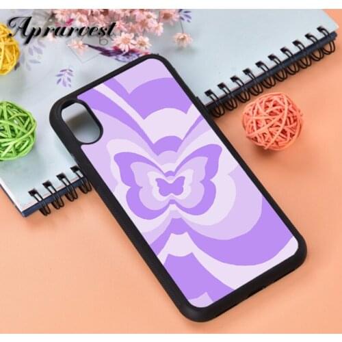 Aprarvest Phone Case Cover For iPhone 6 6S 7 8 PLUS X XS XR 11 12 MINI PRO MAX Butterfly Pattern Heart Love Infinity Purple
