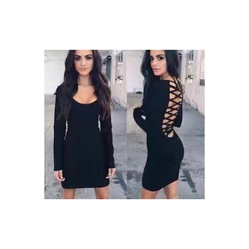 Long Sleeve Hollow Out Cross Back Bandage Dress High Quality Celebrity Party Dress White/Beige