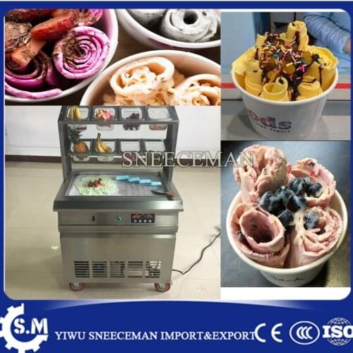 Free shipping 60cm Square Pan Fried Ice Cream machine Fry Ice Cream Roll Maker For Yogurt with Intelligent temperature control