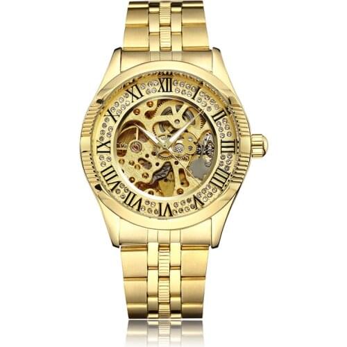 Gorben Gold/Silver Stainless Steel Strap Men‘s Fashion Luxury Watch Male Automatic Mechanical Watch Waterproof Wrist Watches