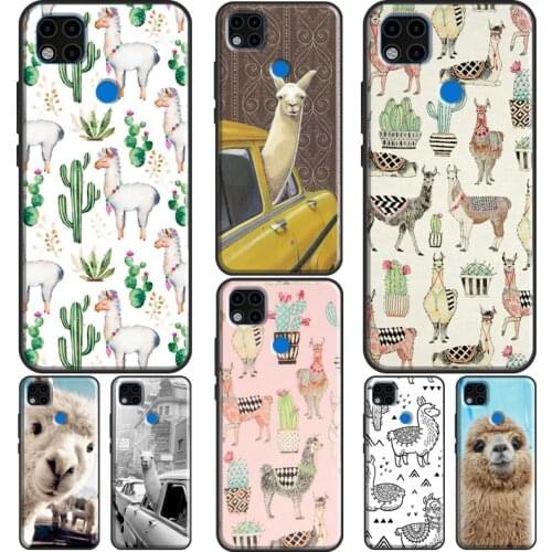 Llama Alpaca Face Animal Cactus Phone Case For Xiaomi Redmi Note 10 Pro 8T 9S 8 9 Pro Cover For Redmi 9 9T 9A 9C 7A 8A K40