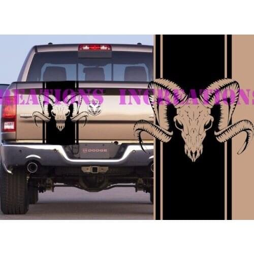 For Universal 1Set/2Pcs Dodge Ram Back Stripe Skull Truck Decals Mopar Stickers Racing Graphics