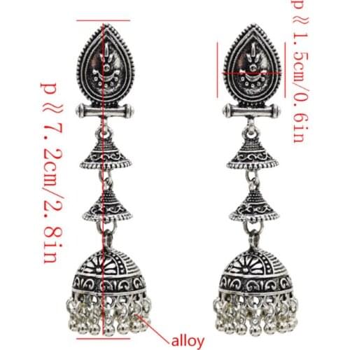 Ethnic Earrings Thailand India Long Drop Pendant Jewelry Dangle Bells Tassel Women Antique Luxury Vintage Charms Party R7RF