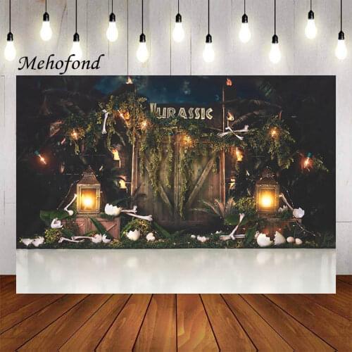 Mehofond Photography Background Jurassic World Cretaceous Kids Birthday Party Wild Jungle Forest Dinosaur Backdrop Photo Studio