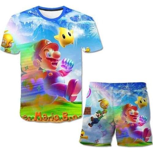 2021Baby Boys Girls Tshirts Suits Hot Games Mario-bros Childrens Clothing Sets T-shirt & Shorts Girls Boys Clothes Pants Suit