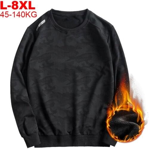Camouflage Casual Hoodies Men 8xl 7xl Plus Size Warm Fleece Harajuku Sweatshirts Winter Hip Hop Streetwear Mens Loose Pullover