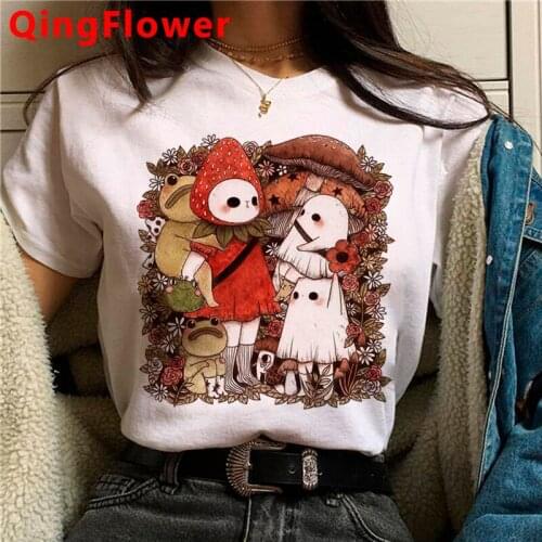 Kawaii Mushroom tshirt female grunge streetwear white t shirt vintage japanese clothes t-shirt harajuku kawaii
