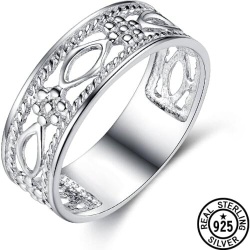 925 Sterling Silver Rings Hallow Plain Simple Rings For Women Girls Friends Daily Office Fashion Accessories Fine Jewelry