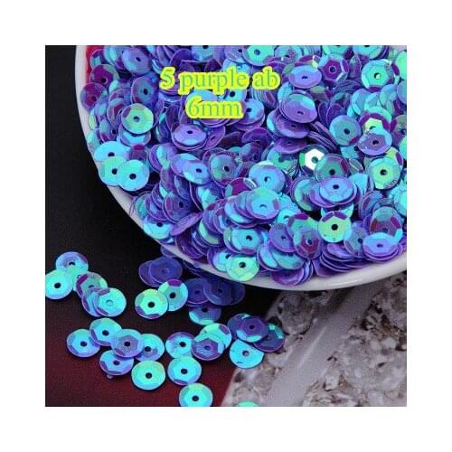 50g 6mm Cup Round Sequin Paillettes Sewing Decoration Artesanatos Acessorios Costura 5# Purple AB